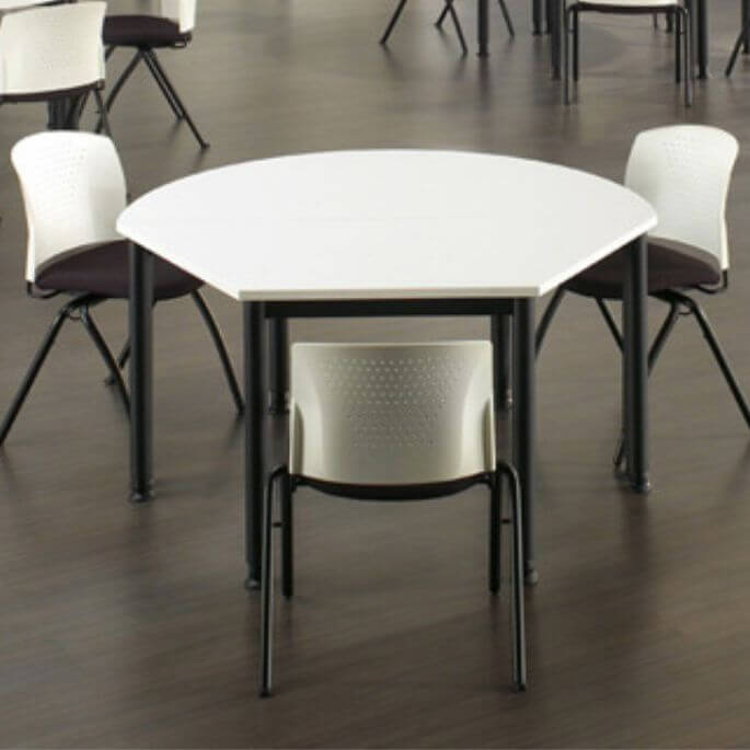 Table d'extension trapézoïdal réglable en hauteur métal argenté et bois chêne moyen Dallas I